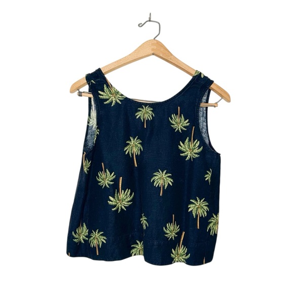 LOFT Tops - Ann‎ Taylor LOFT Tropical Palm Tree Print Linen Blend Tank Top Small S